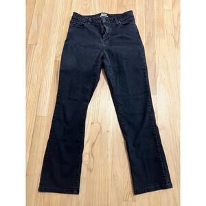 LL Bean Classic Fit Straight Leg Black Denim Jeans Womens 12 Regular
